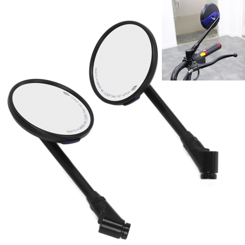 Round Carbon Fiber Style Motorcycle Rearview Mirror 360 Rotatable Blue 8451340371244