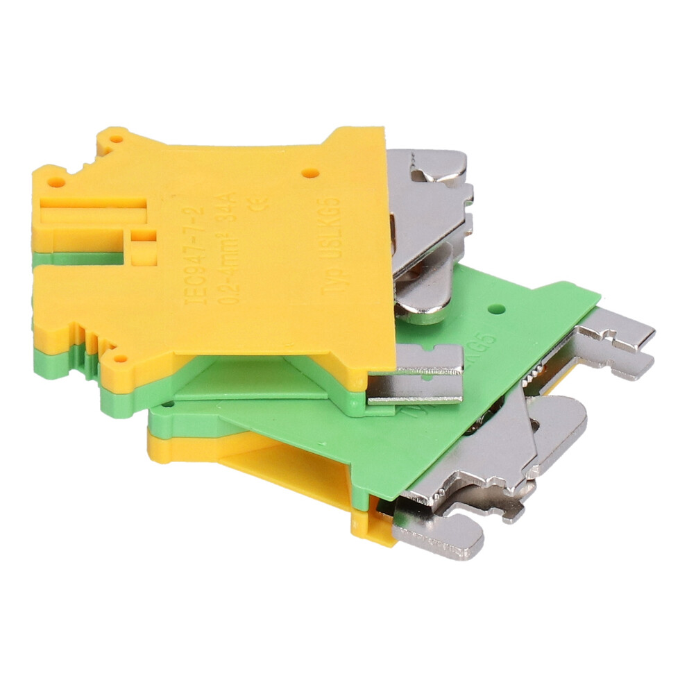 50Pcs Din Rail Terminal Block 34A Side Wiring Grounding Uslkg-5 8381340372197