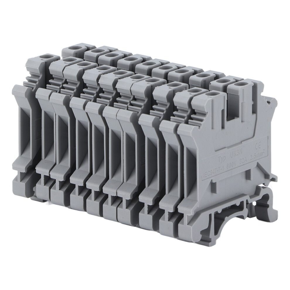 100Pcs 800V 32A Ukâ3N Din Rail Mount Terminal Blocks With Copper Contacts 8081340372233