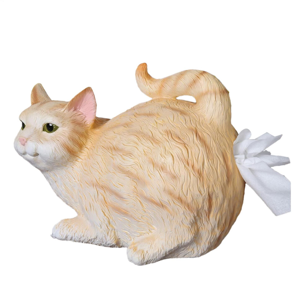 Cat Tissue Box Holder, Cat Tissue Box Dispenser | Resin Tissue Holder for Cat Lovers, Home Decor, Bathroom, Desk Ornament Yellow-image-OPC-PJKCWPF-NEW