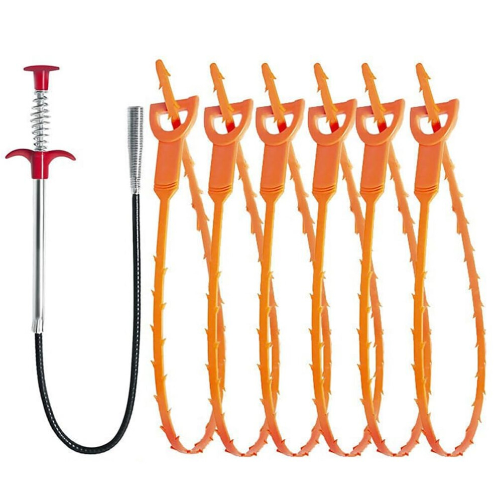 Drain Spiral Sink Cleaning Hook 90 Cm With 6 Drain Cleaner Spirals 50 Cm, Claw Gripper For Kitchen Bathroom Sewers 6947110084176