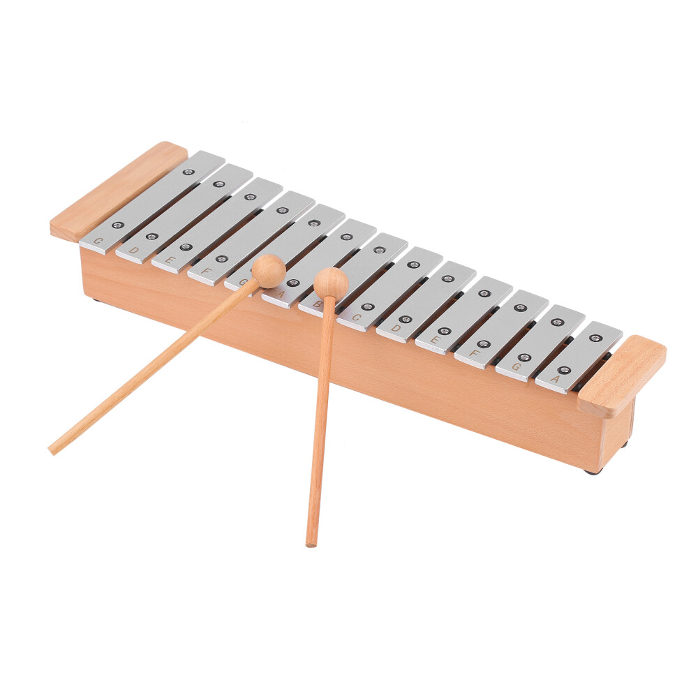 Aluminum 13-Note Glockenspiel Xylophone with Wooden Mallets Portable
