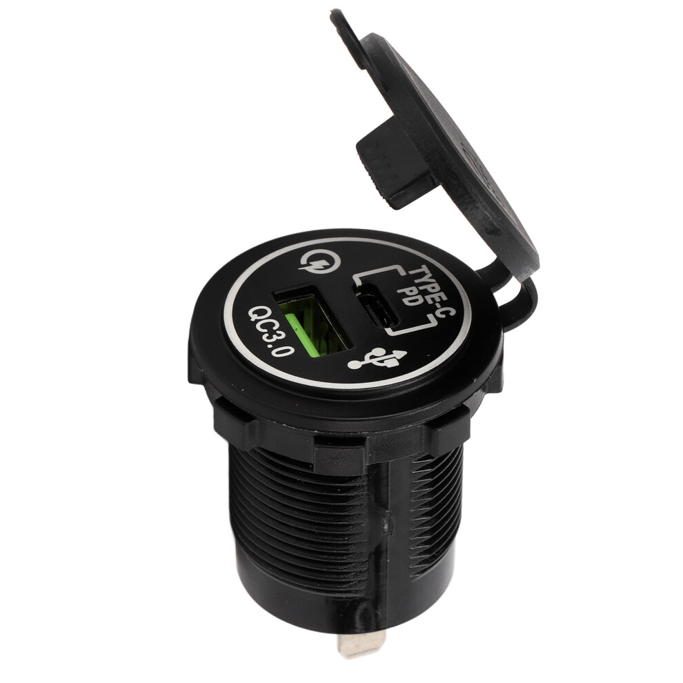 Modified Car Charger Type C + Qc3.0 Dual Port Fast Charging 4.2A Black 4291340377594