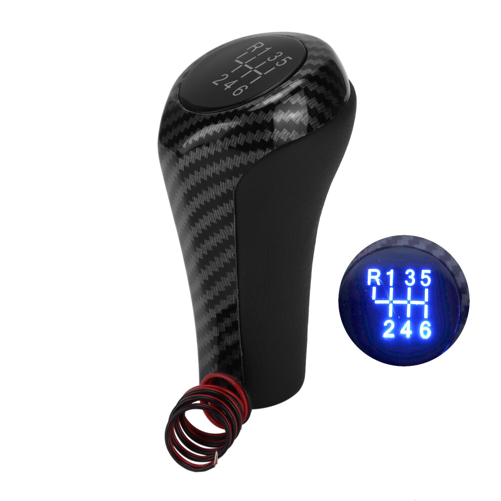Car 6 Speed Gear Shift Knob Carbon Fiber Style Light 9121376524813