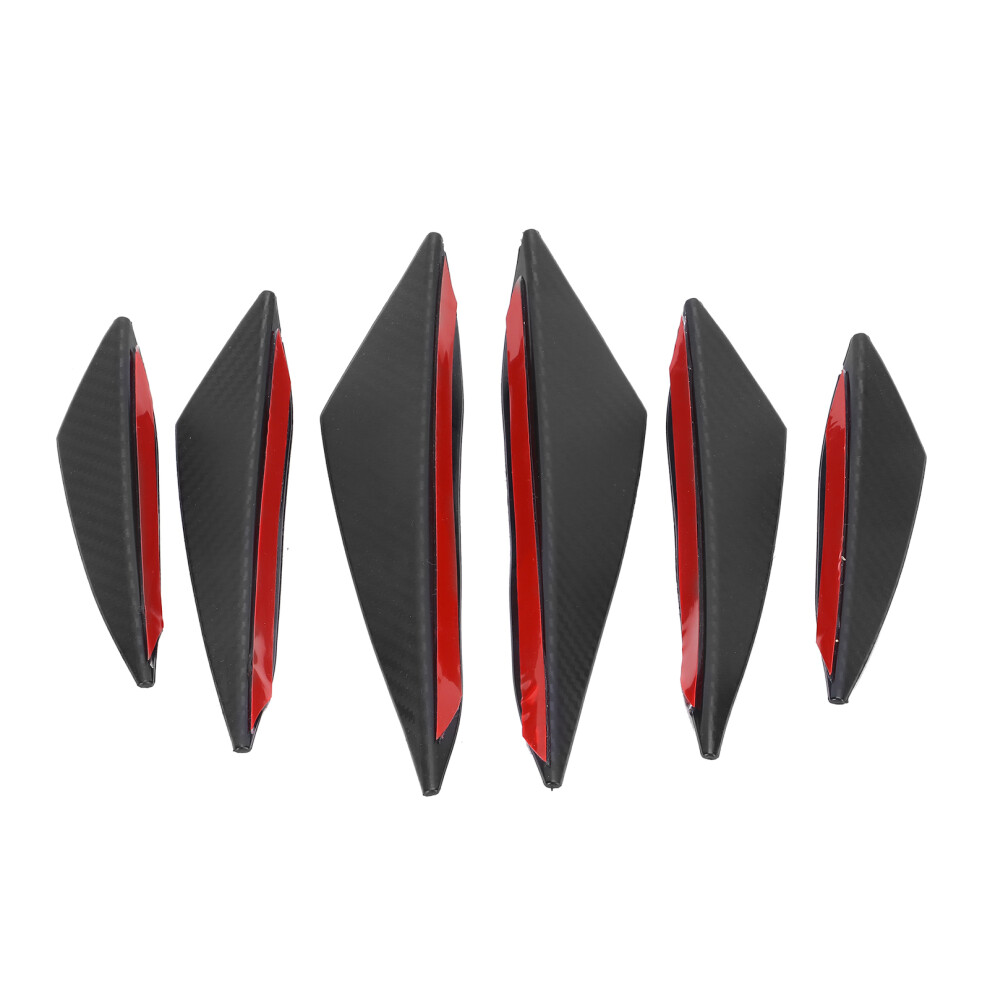 6Pcs Front Bumper Lip Fin Splitter Canard Sticker Black 9121376525193