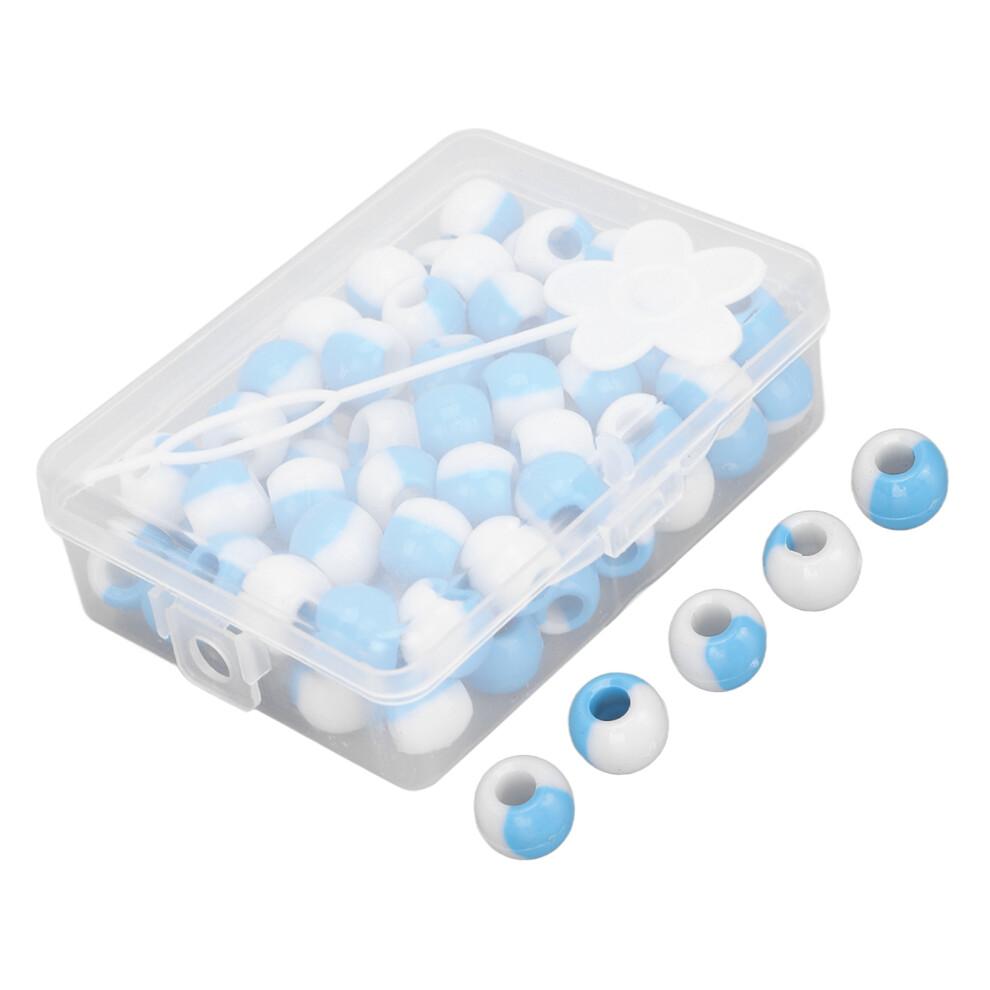 Unisex Blue Light 74Pcs Round Hair Beads For Crochet Braids & Wigs