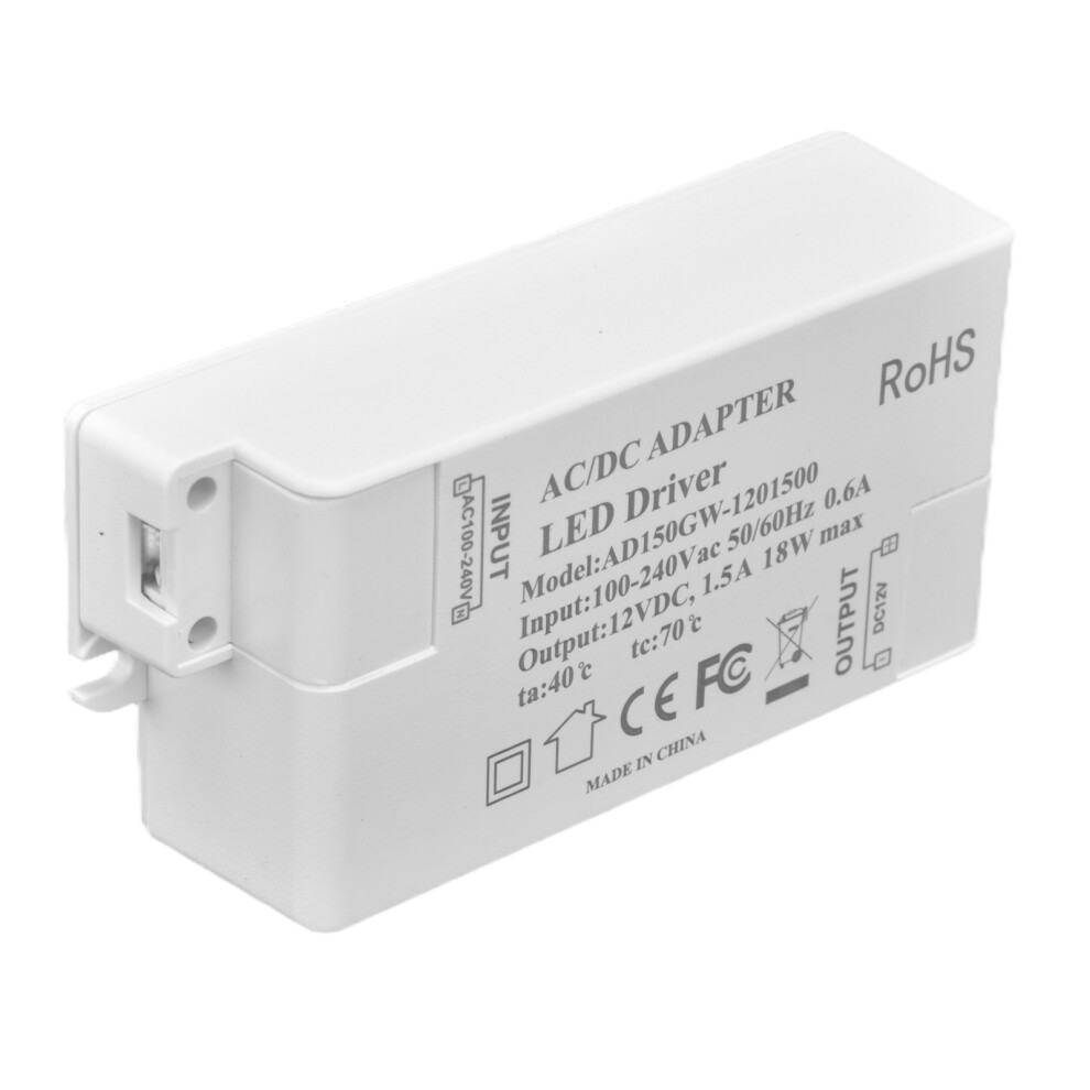 18W Led Driver Power Supply 12V 1.5A Ac100-240V Waterproof Transformer Light 3131340382994