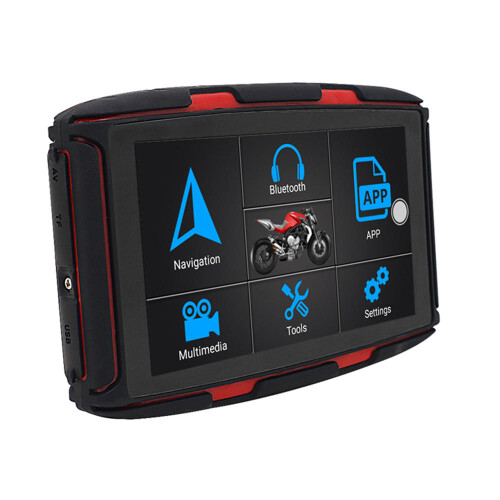 (Red, Africa) 5 inch Touch Screen GPS Navigation 16G IPS Waterproof Motorcycle Car With bluetooth Function 2
