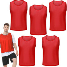 Set of 5 Adult Football Training Bibs 70 x 47 cm Unisex Team Vests for Sports and Youth Games Height 170 cm