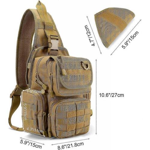Tactical Edc Sling Bag, Sling Shoulder Assault Range Backpack for Concealed Carry, Khaki 2