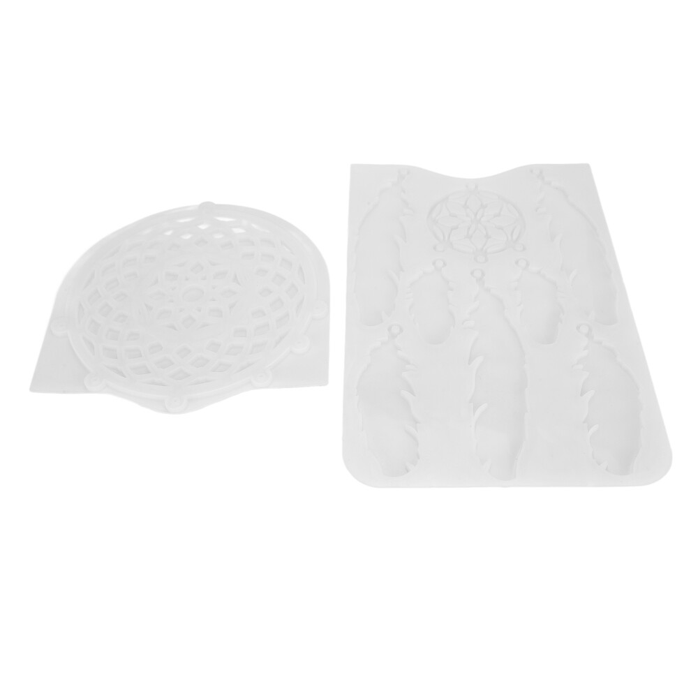 Epoxy Resin Dreamcatcher Silicone Mold with Feather Pendant Design Reusable DIY-image-OPC-PJKD7BK-NEW