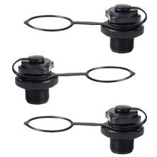 Inflatable Boat Air Valve Pack of 3, Spiral Anti-Leak Screw Valve for Kayak, Dinghy, Black, Durable and Reliable