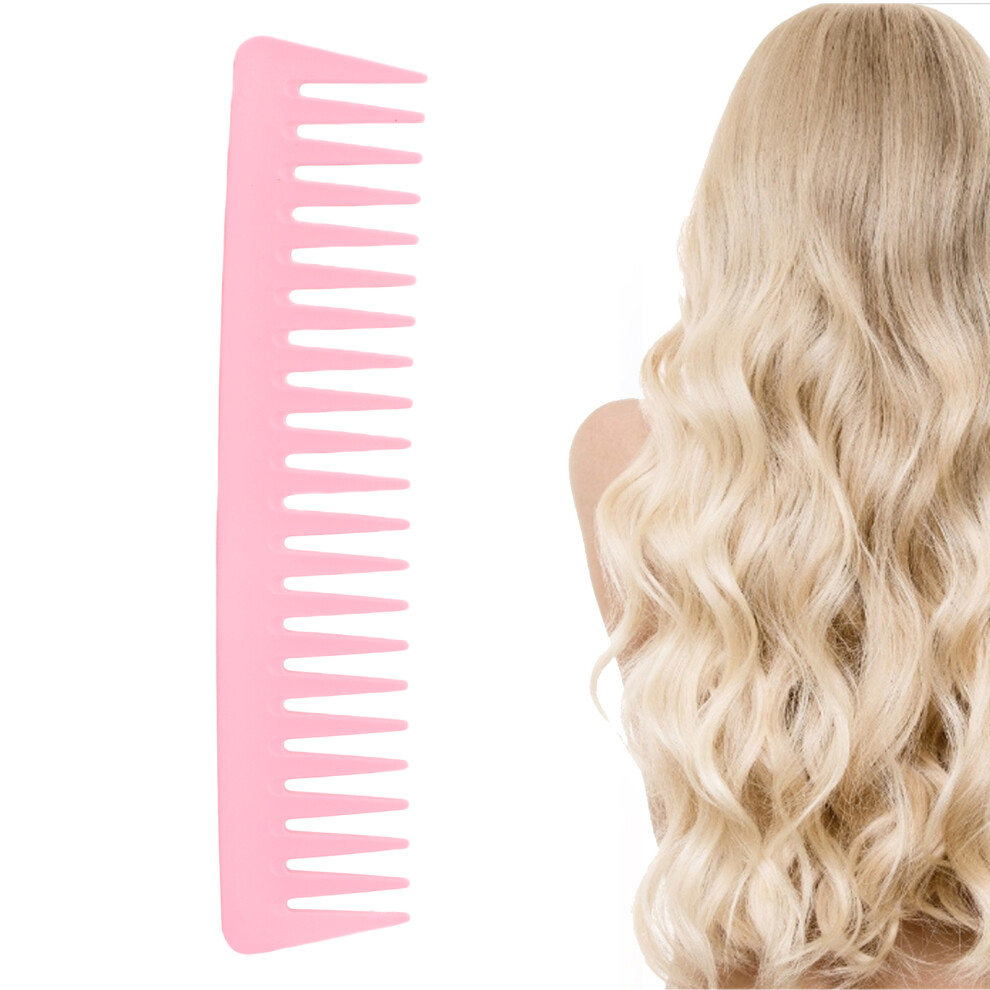 Unisex Pink Wide Teeth Detangling Comb 19X4cm For Curly Wet Dry Hair