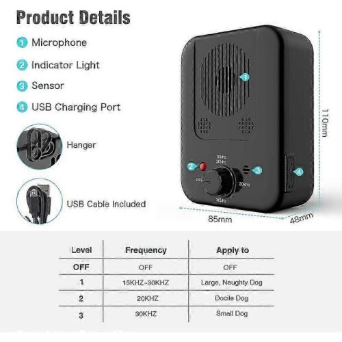 2025 Ultrasonic Dog Anti-Bark Device - Adjustable 3-Frequency Training Device for Excessive Barking 1