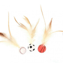 (3pcs Set)2025 newCat Feather Bouncing Ball Toy - Interactive Pounce Toy for Indoor Cats (Basketball/Soccer)