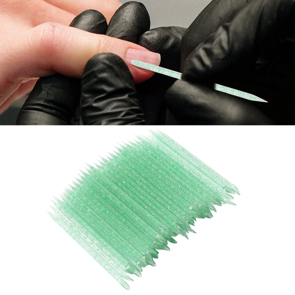 Green 100Pcs Double Sided Cuticle Sticks For Manicure Pedicure Care