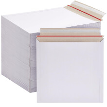 Rigid White Cardboard Mailing Bags 100 Pack for Photos and Documents, 12.5 x 12.9 Inch, Durable and Sized for Safe Shipping