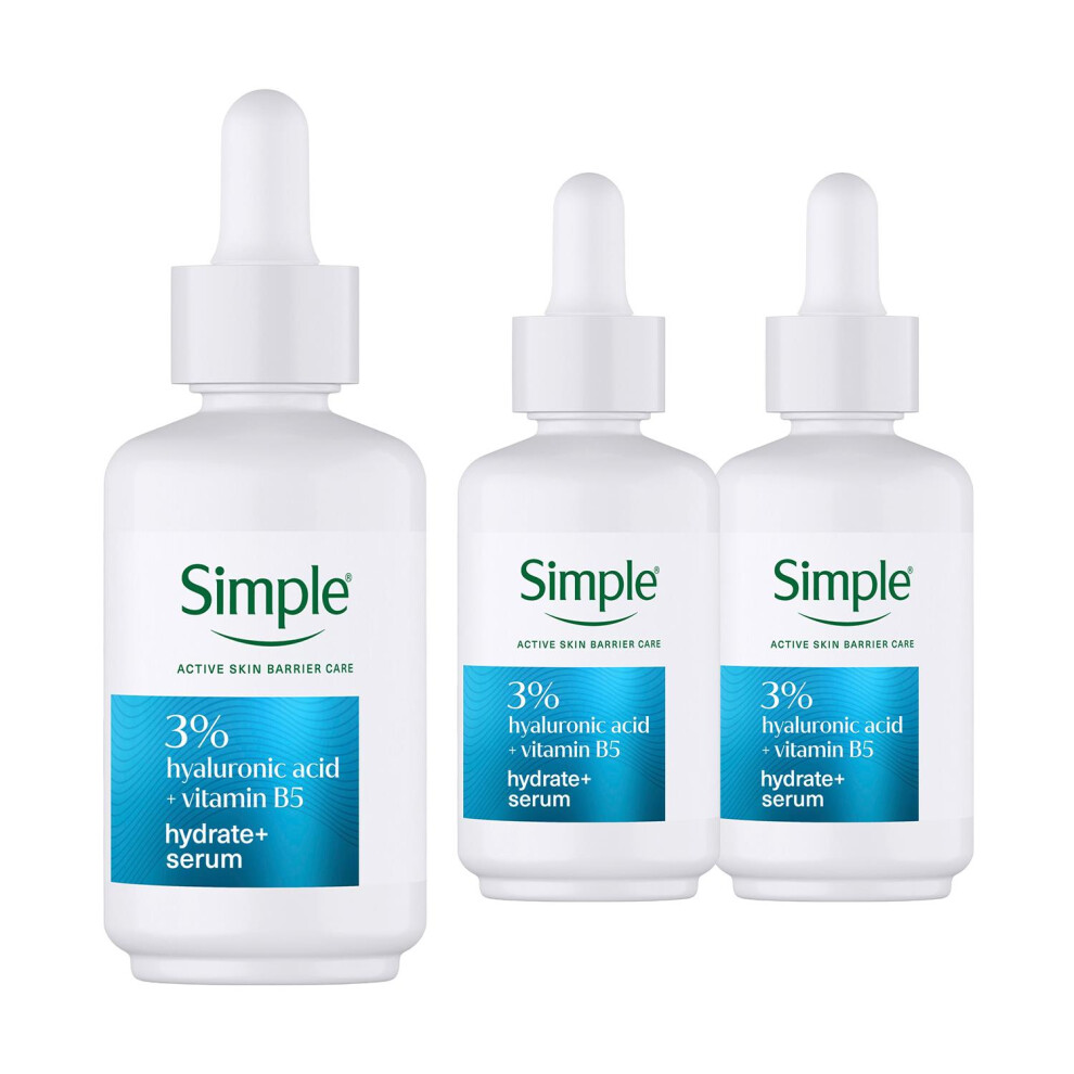 Simple Hydrate+ Serum 3% Hyaluronic Acid + B5 Boost 30Ml, 3 Pack
