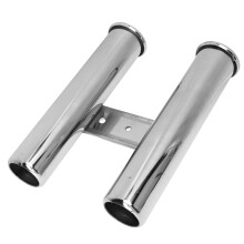 Porta cañas tubular para 2 cañas, acero inoxidable 316, diámetro 42 mm, pulido