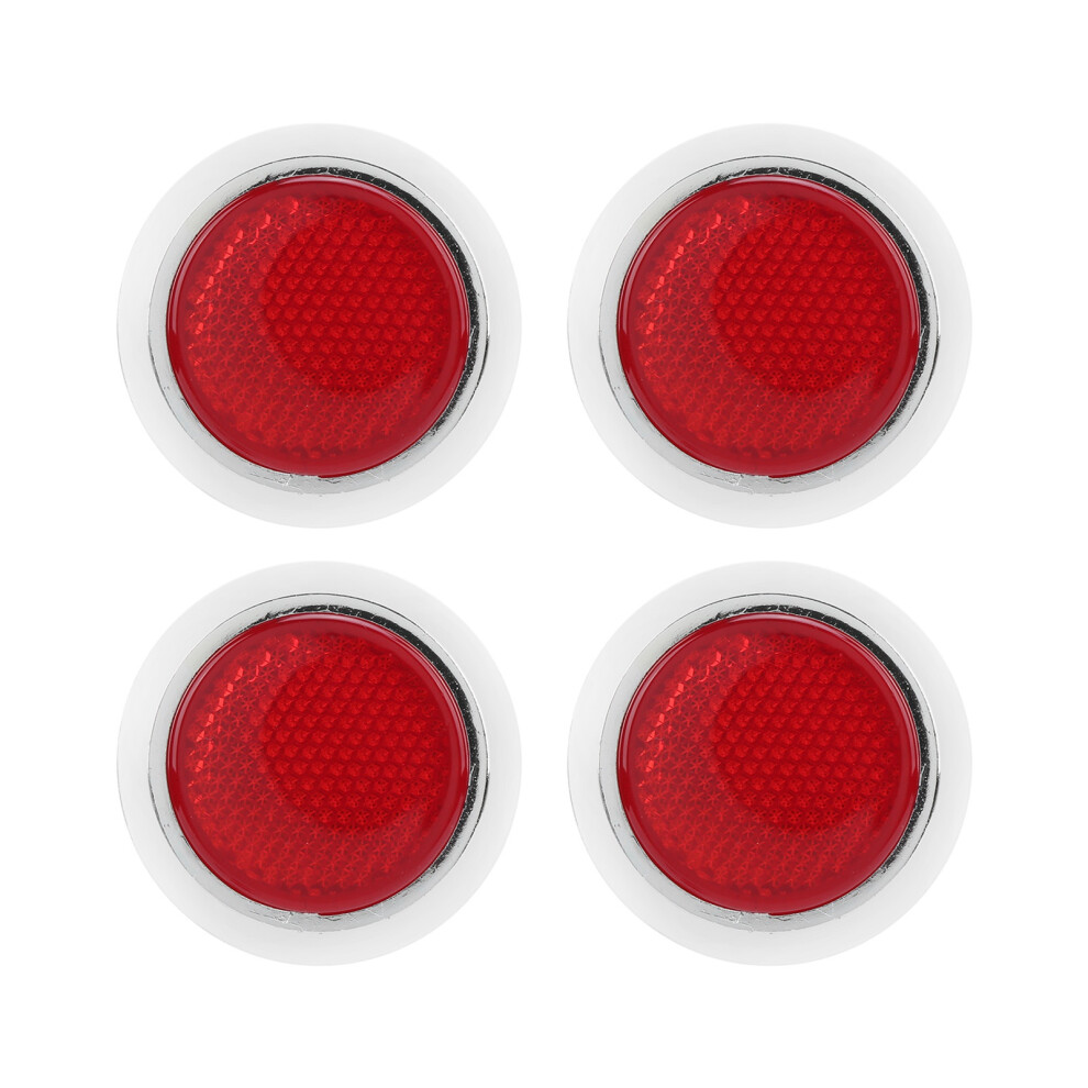 4Pcs Reflector Abs Chrome Trim Round Red 9121376530739