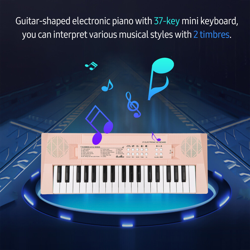 Kids' 37-Key Pink Electronic Piano with Mic and Adjustable Volume
