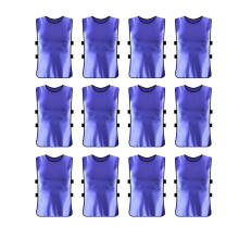 12 PCs Outdoor Sports Scrimmage Jerseys for Soccer and Football Training, Breathable Adult Model in Purple, Size Adult