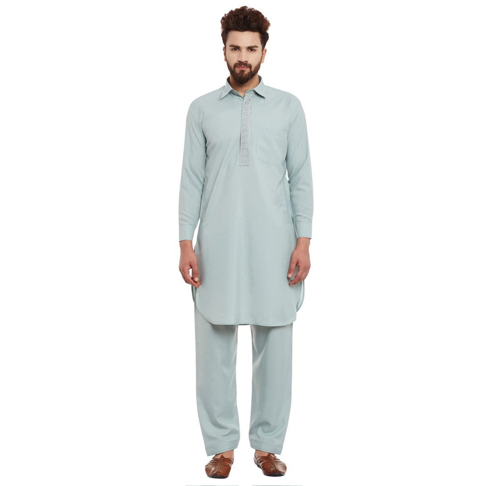 Sojanya (Seit 1958 Herren-Pathani-Kurta- Und Salwar-Set Aus Baumwollmischung In PistagrόN, GrφίE M-image