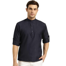 Sojanya (dal 1958) Kurta corto da uomo in cotone blu navy, taglia: 40