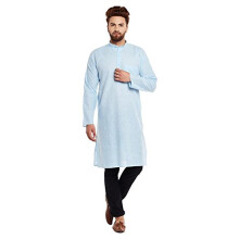 Sojanya (sinds 1958 heren hemelsblauwe katoenen linnen lange kurta
