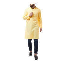 Sojanya (dal 1958) Kurta lungo da uomo in misto cotone giallo, solo modello intrecciato, taglia: 36