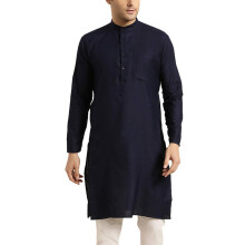 Sojanya (dal 1958 Kurta da uomo in cotone blu navy, taglia: 42)