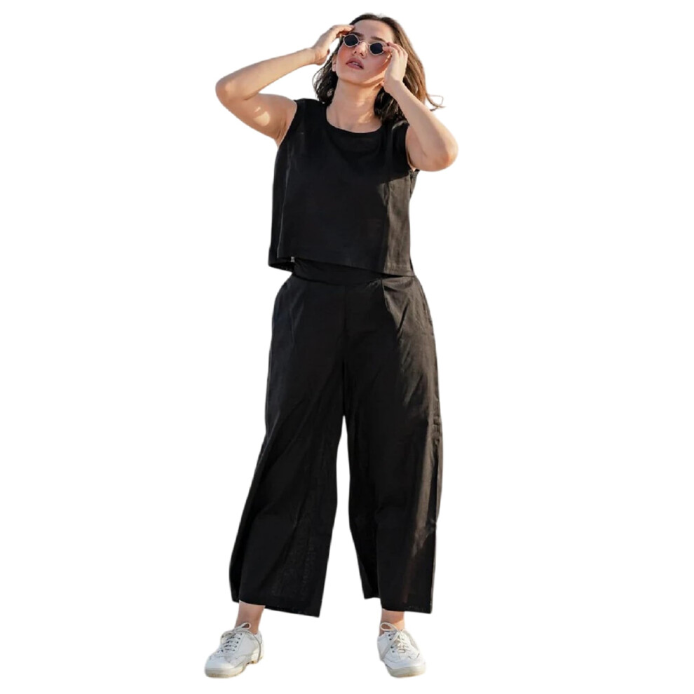 Ensemble coordonnι ιlιgant sans manches Fabnex pour femme | Ensemble coordonnι pour femme (K-132-Noir-S)
