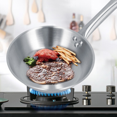 Stainless Steel Frying Pan 9.4x2.0in Single Handle Silver Cookware 2