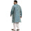 Sojanya Plus (Από το 1958) Ανδρικό Jacquard Silk Peacock Blue Self Design Μακρύ Κούρτα - Μέγεθος: 52 3