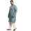 Sojanya Plus (Από το 1958) Ανδρικό Jacquard Silk Peacock Blue Self Design Μακρύ Κούρτα - Μέγεθος: 52 4