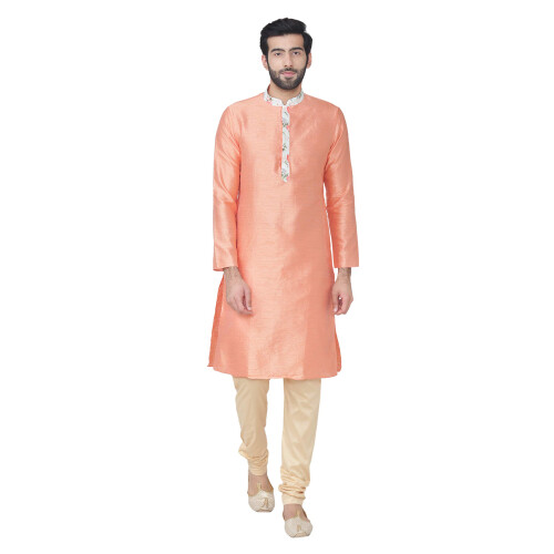 Ανδρική πιτζάμα Manyavar από μετάξι με σχέδιο Other Kurta και γιλέκο (JAST099-333) 1
