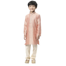 Manyavar Art Silke Jacquard Kurta Pajama Set För Barn Och Pojkar (4-5 År)