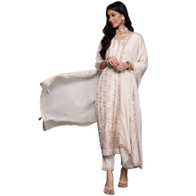 Set Kurta in misto seta da donna Libas (33338O_Beige