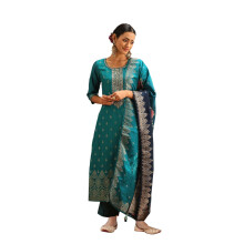 Set Kurta in seta da donna Libas (38037O_Green