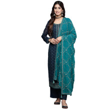 Set Kurta in Georgette da donna Libas (48088_Navy)