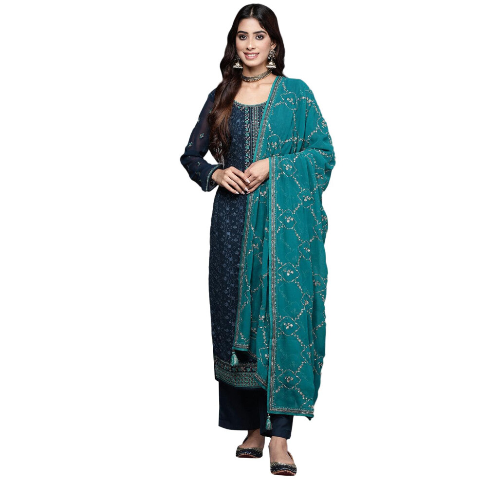 Libas Set Kurta Da Donna In Georgette (48088_Navy-image