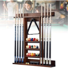 8-Queue Wall-Mounted Rack, Solid Pine Wood Queue Stand for Billiard Rooms and Clubs, Durable and Stylish Design