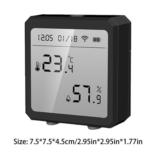 Igrometro WiFi intelligente nero 7,5x7,5x4,5 cm 1
