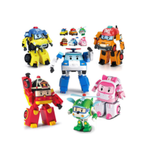 6X Academy Robocar Toys Poli Roy Amber Robot Mark Bucky Transformers Robot Car