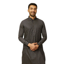 Manyavar pαnska polnocnα zafνrovα modrα potlac Kurta (L)