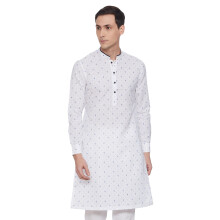 Manyavar Pαnska bavlna Obycajnα Kurta (Ml11960-301-M_White_Medium)