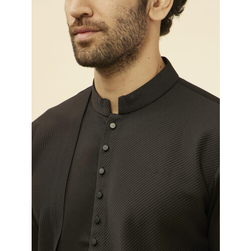 Manyavar pαnska Kohl cierna textϊra Kurta (L) 2