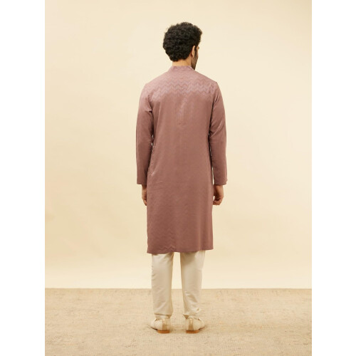 Manyavar Herren Rosa Viskose Karierte Kurta Pyjama Set 2