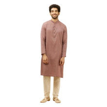 Manyavar Herren Rosa Viskose Karierte Kurta Pyjama Set