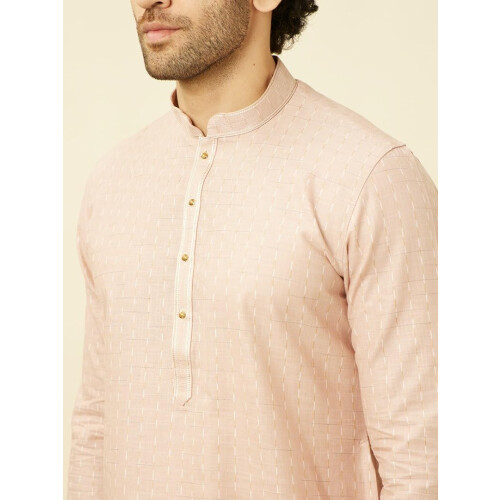 Manyavar Herrar Rosa Bomull Kurta Pyjama Set 1